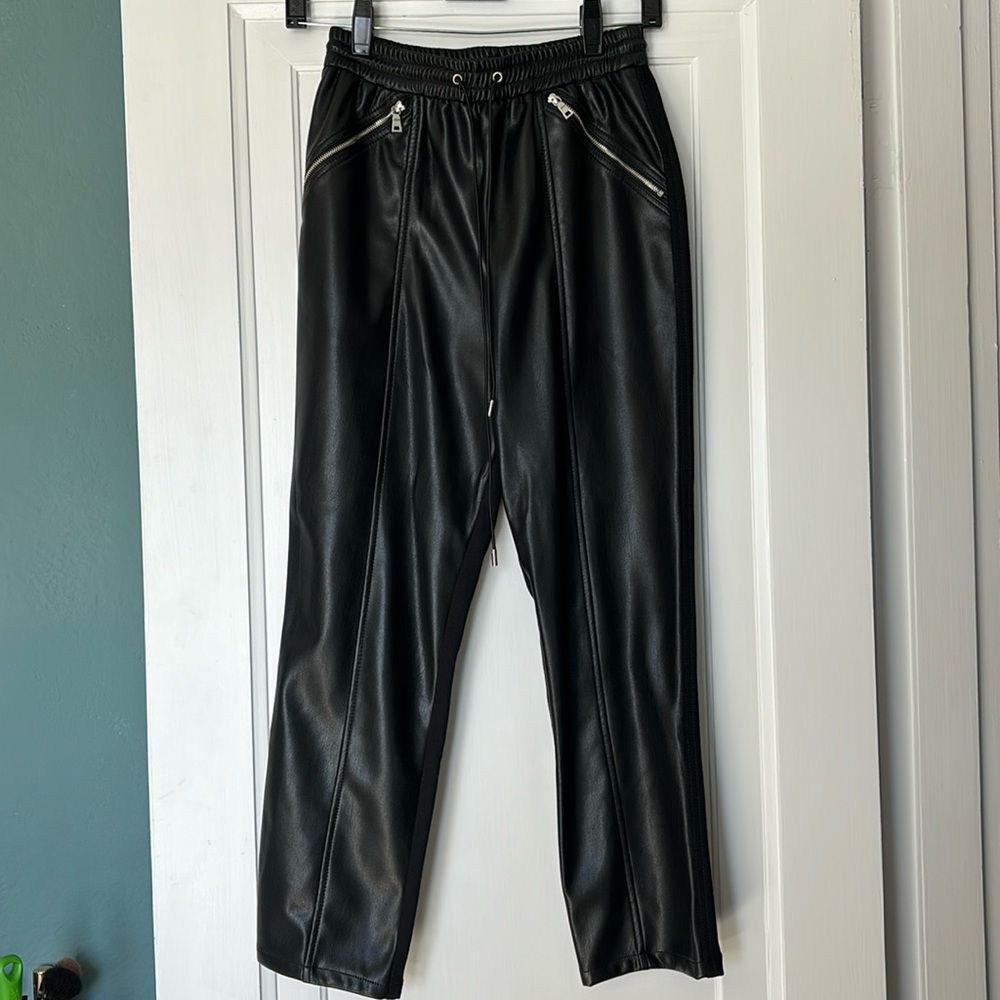 Jonathan Simkhai vegan leather front joggers